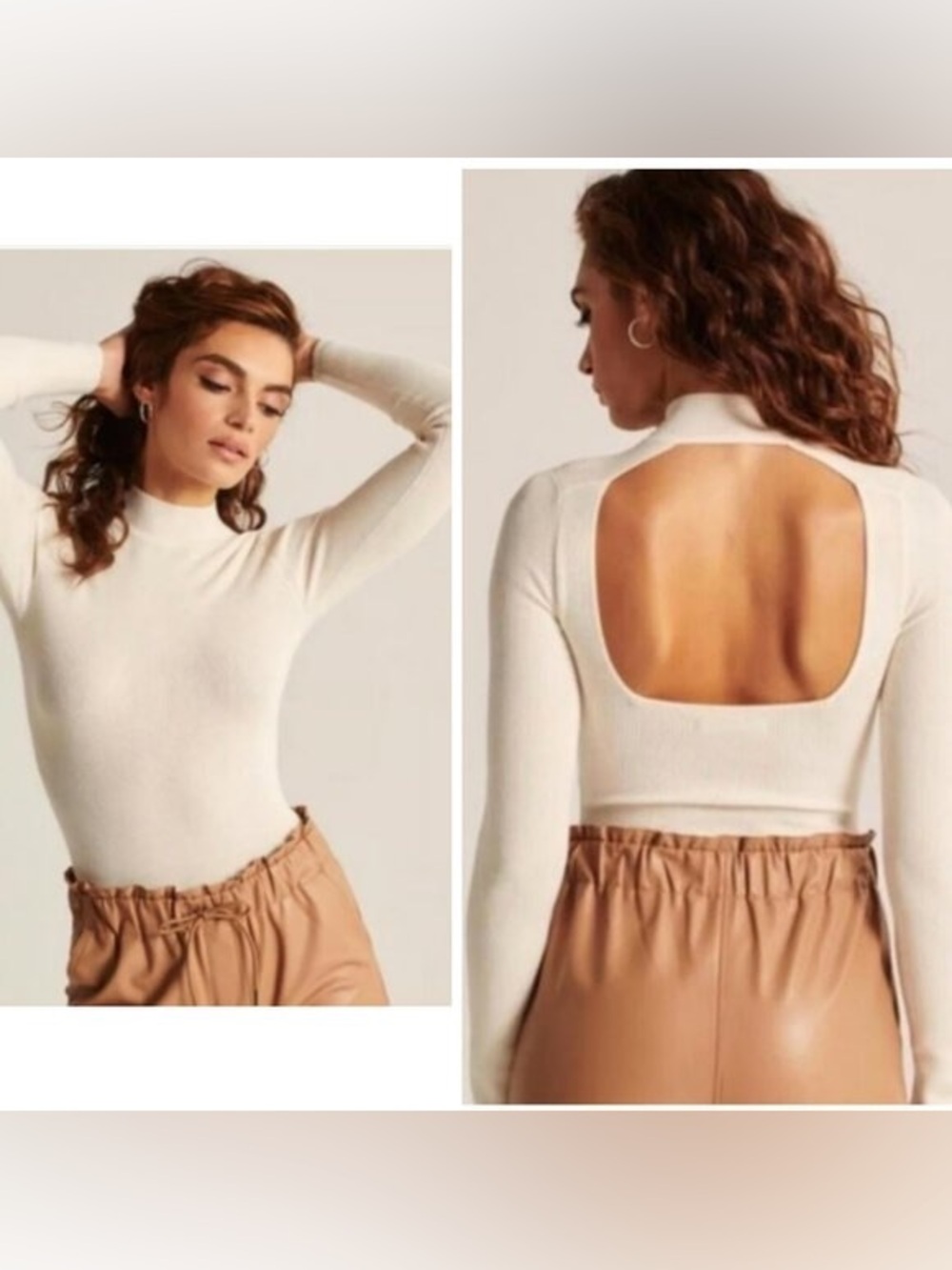 Abercrombie & Fitch Mockneck Open Back Knit Sweater Bodysuit